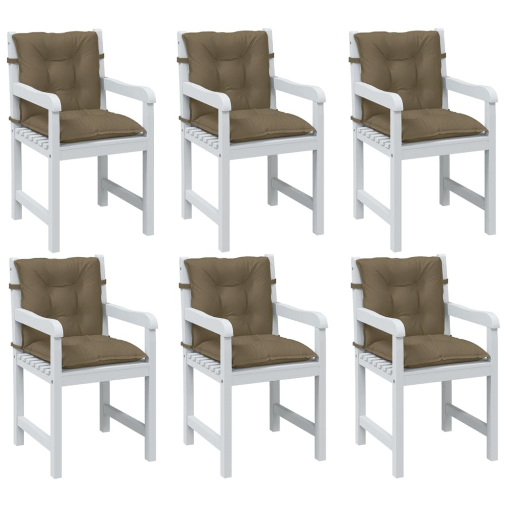 Produktbild för Stolsdynor lågt ryggstöd 6 st melerad taupe 100x50x7 cm tyg
