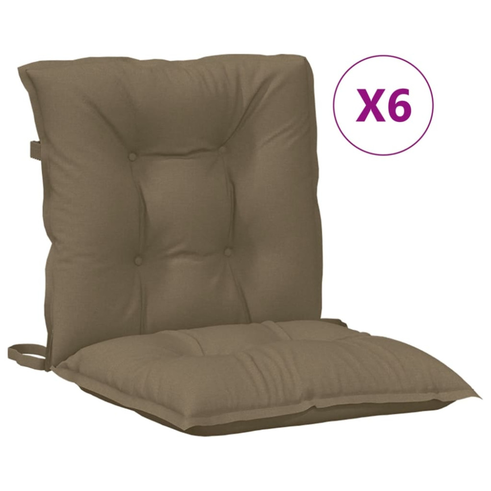 Produktbild för Stolsdynor lågt ryggstöd 6 st melerad taupe 100x50x7 cm tyg