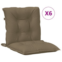 Produktbild för Stolsdynor lågt ryggstöd 6 st melerad taupe 100x50x7 cm tyg