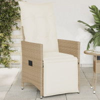 Produktbild för Justerbar trädgårdsstol med dynor beige konstrotting