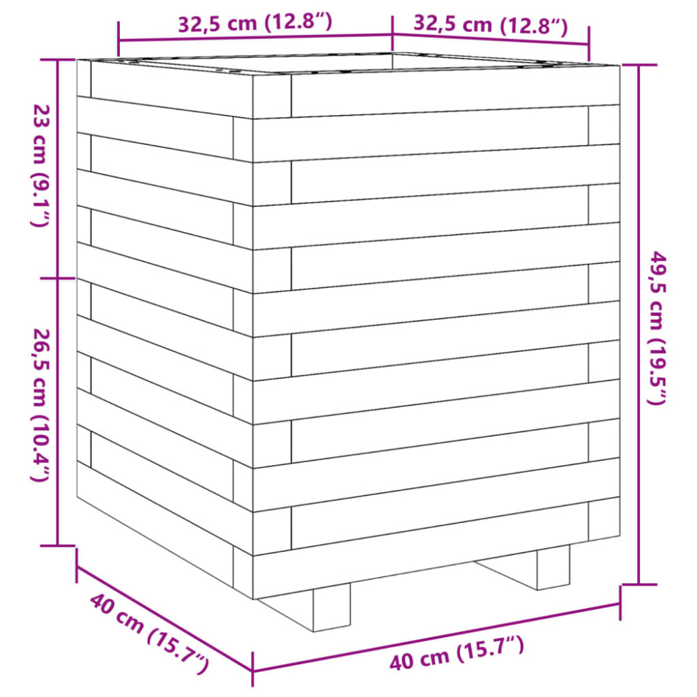 Produktbild för Odlingslåda 40x40x49,5 cm massivt furuträ