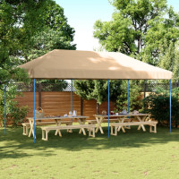 Produktbild för Pop-Up hopfällbart partytält 580x292x315 cm beige