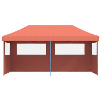 Produktbild för Pop-Up hopfällbart partytält med 3 sidoväggar terrakotta