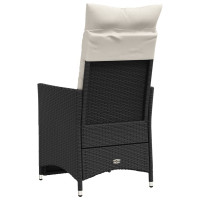 Produktbild för Justerbar trädgårdsstol med dynor svart konstrotting