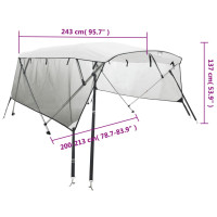 Produktbild för Båtkapell med 4 bågar med sidoväggar i nät 243x(200-213)x137 cm
