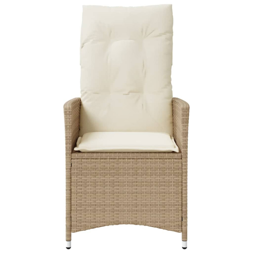 Produktbild för Justerbara trädgårdsstolar 2 st med dynor beige konstrotting