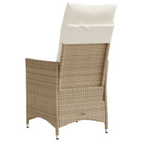 Produktbild för Justerbara trädgårdsstolar 2 st med dynor beige konstrotting