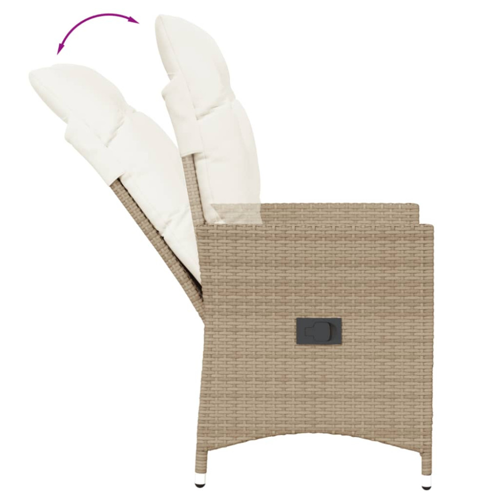 Produktbild för Justerbara trädgårdsstolar 2 st med dynor beige konstrotting