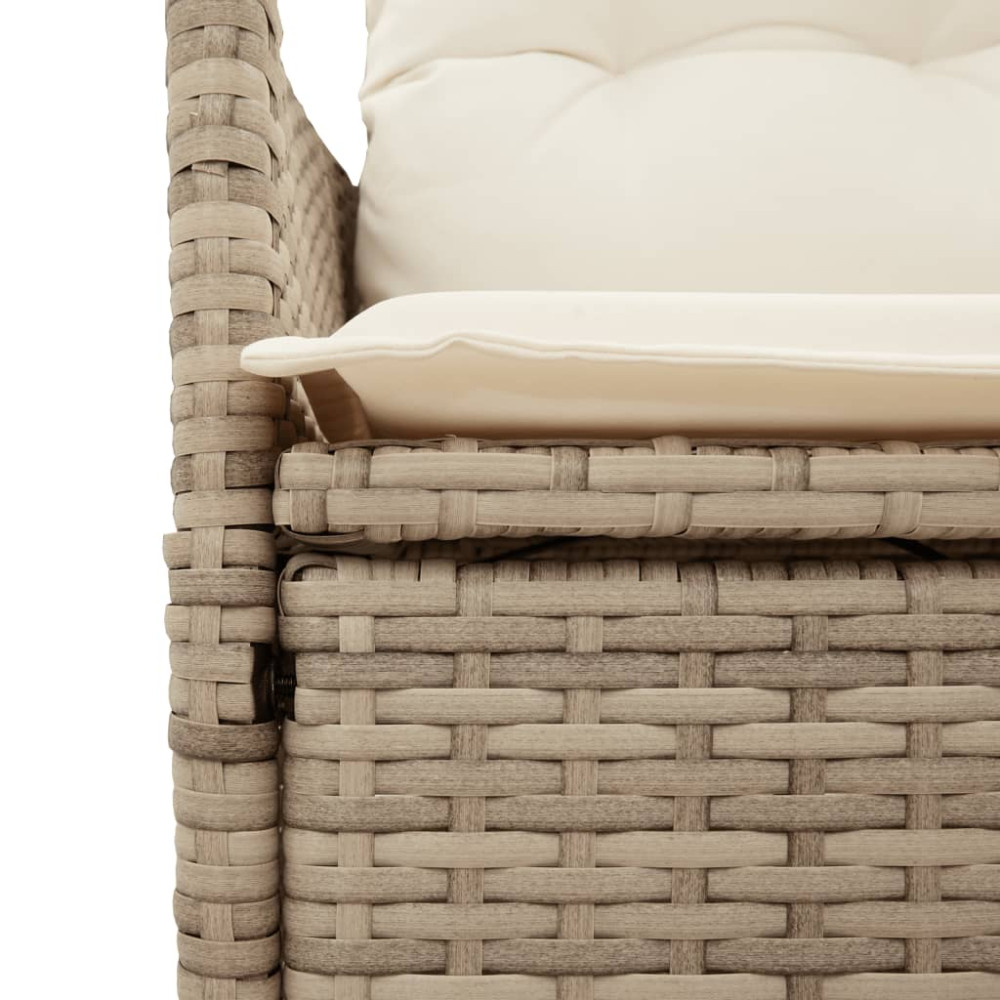 Produktbild för Justerbara trädgårdsstolar 2 st med dynor beige konstrotting
