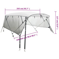 Produktbild för Båtkapell med 4 bågar med sidoväggar i nät 243x(230-244)x137 cm