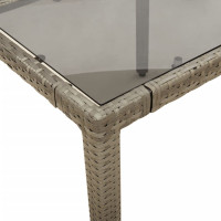 Produktbild för Trädgårdsbord med glasskiva grå 90x90x75 cm konstrotting