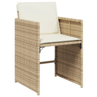 Produktbild för Matgrupp för trädgården med dynor 5 delar beige konstrotting