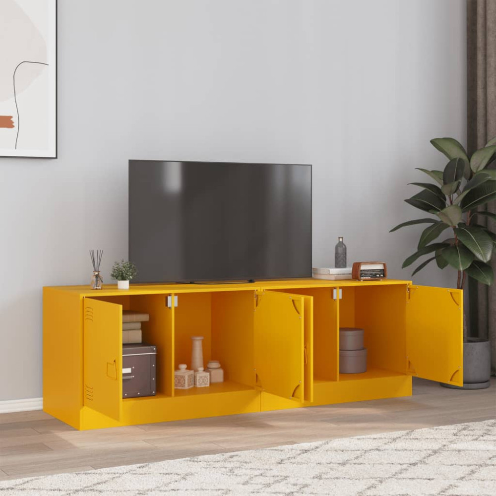 Produktbild för TV-skåp 2 st senapsgul 67x39x44 cm stål