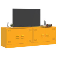 Produktbild för TV-skåp 2 st senapsgul 67x39x44 cm stål