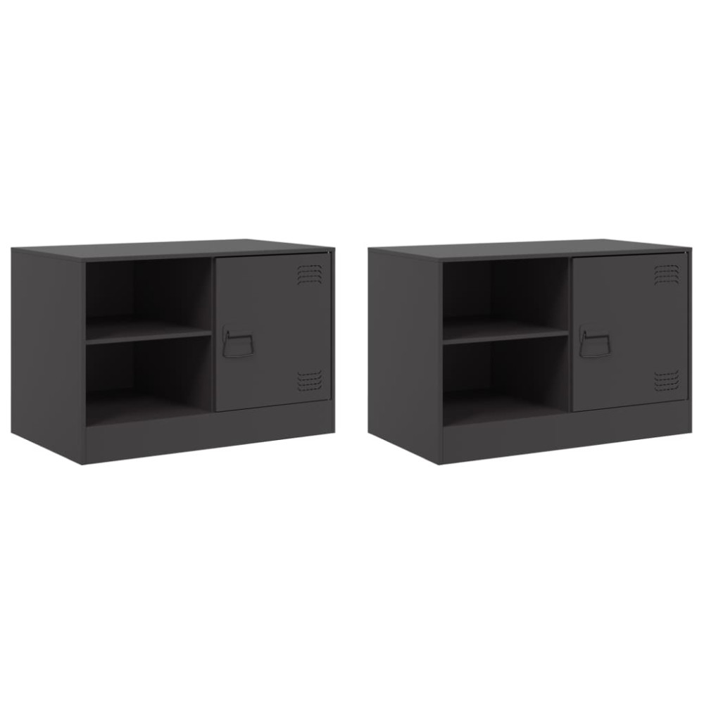 Produktbild för TV-skåp 2 st svart 67x39x44 cm stål