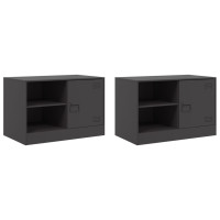 Produktbild för TV-skåp 2 st svart 67x39x44 cm stål