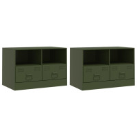 Produktbild för TV-skåp 2 st olivgrön 67x39x44 cm stål
