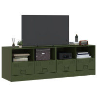 Produktbild för TV-skåp 2 st olivgrön 67x39x44 cm stål