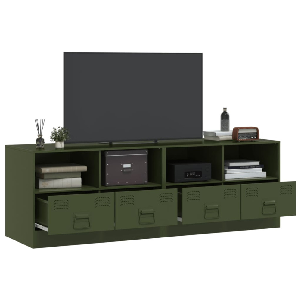 Produktbild för TV-skåp 2 st olivgrön 67x39x44 cm stål
