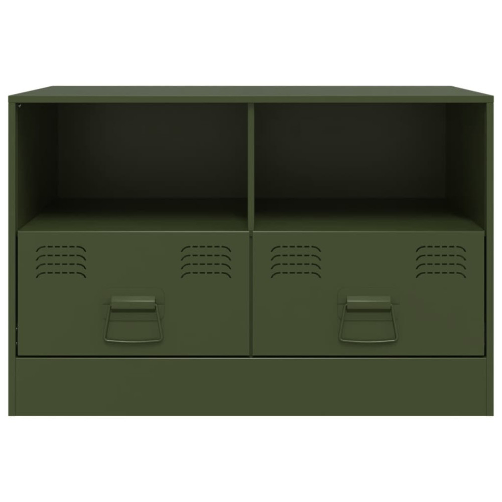 Produktbild för TV-skåp 2 st olivgrön 67x39x44 cm stål