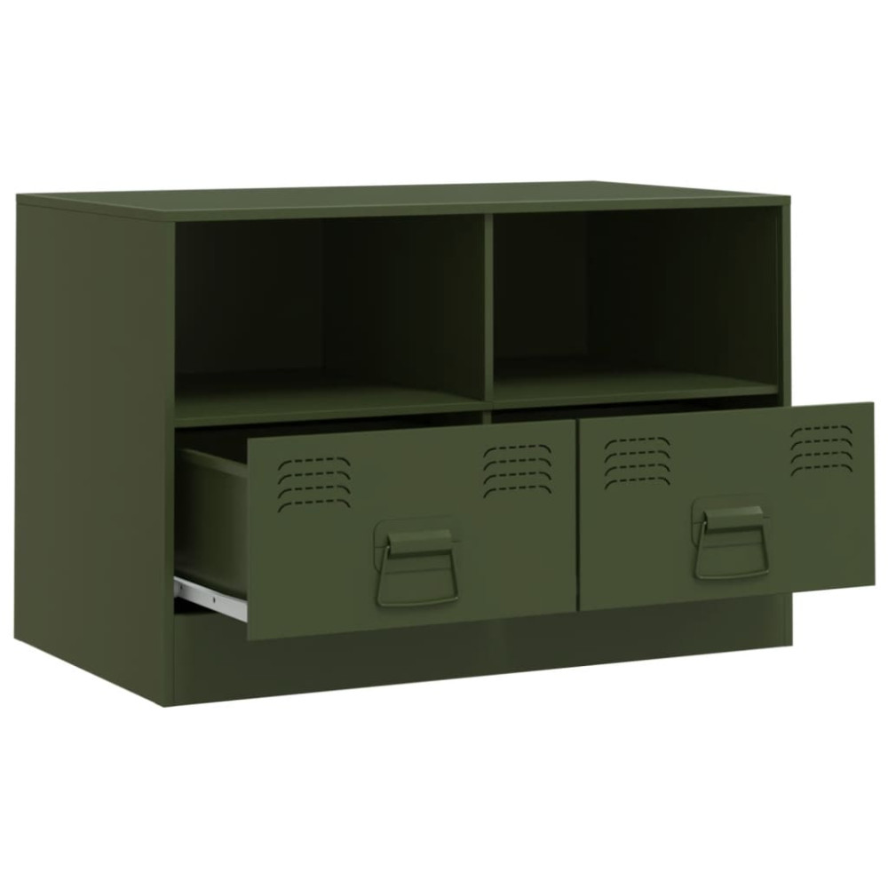 Produktbild för TV-skåp 2 st olivgrön 67x39x44 cm stål
