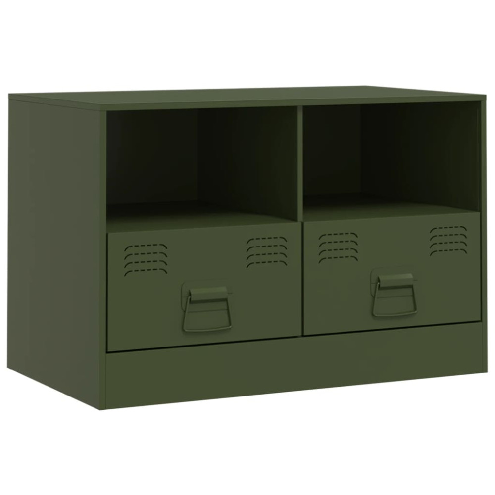 Produktbild för TV-skåp 2 st olivgrön 67x39x44 cm stål