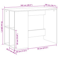 Produktbild för Skrivbord grå sonoma 102x50x75 cm konstruerat trä