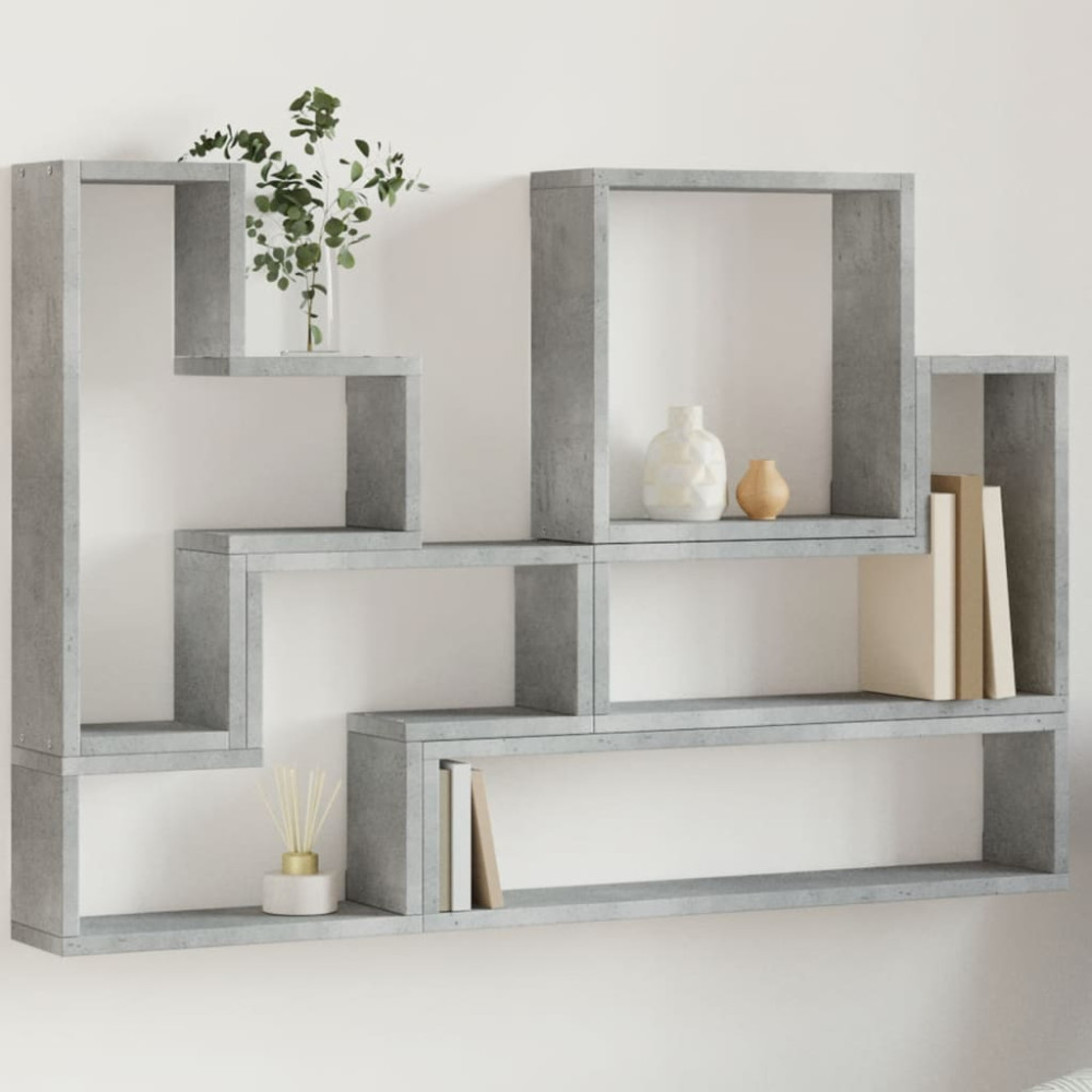 Produktbild för Vägghylla betonggrå 96x12x64 cm konstruerat trä
