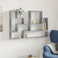 Produktbild för Vägghylla betonggrå 96x12x64 cm konstruerat trä