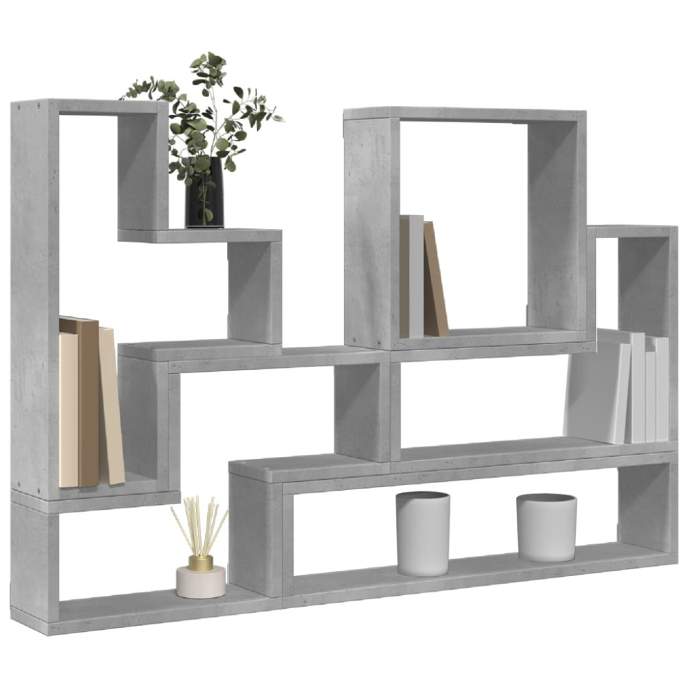 Produktbild för Vägghylla betonggrå 96x12x64 cm konstruerat trä