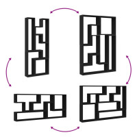 Produktbild för Vägghylla svart 96x12x64 cm konstruerat trä