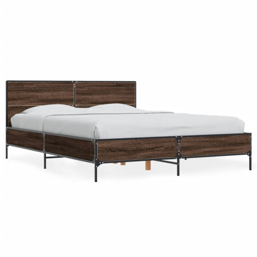 vidaXL Sängram brun ek 120x190 cm konstruerat trä och metall