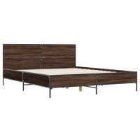 Produktbild för Sängram brun ek 120x190 cm konstruerat trä och metall