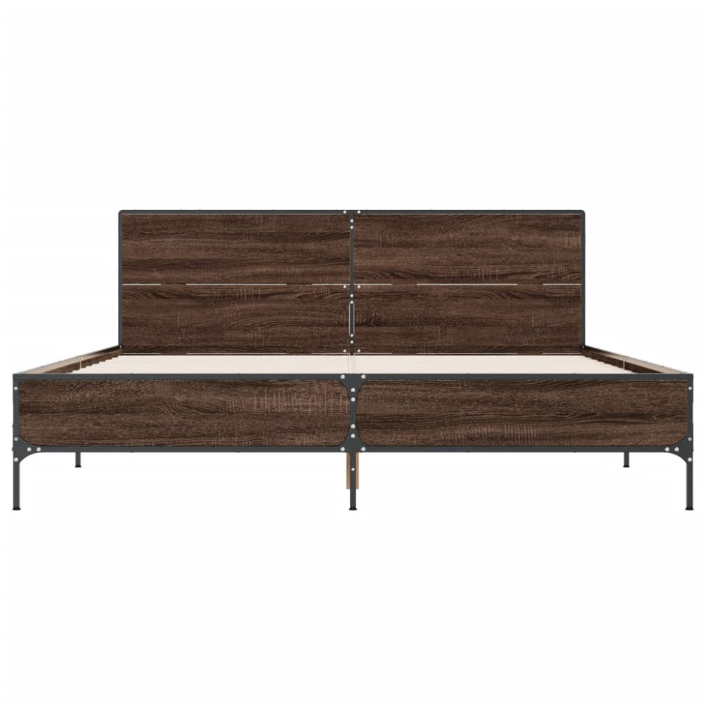 Produktbild för Sängram brun ek 120x190 cm konstruerat trä och metall