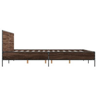 Produktbild för Sängram brun ek 120x190 cm konstruerat trä och metall
