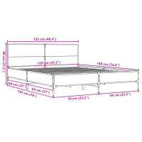 Produktbild för Sängram brun ek 120x190 cm konstruerat trä och metall