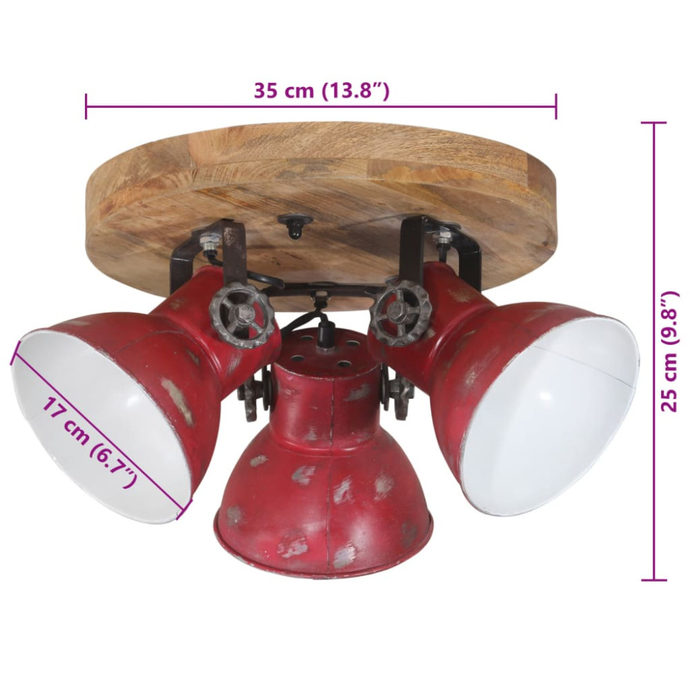 Produktbild för Taklampa 25 W nött röd 35x35x25 cm E27