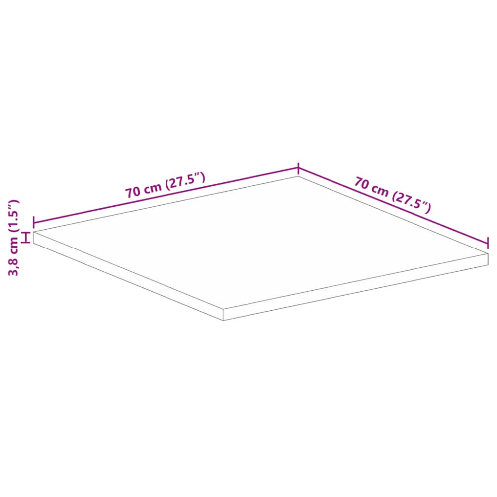 Produktbild för Bordsskiva 70x70x3,8 cm fyrkantig massiv akacia