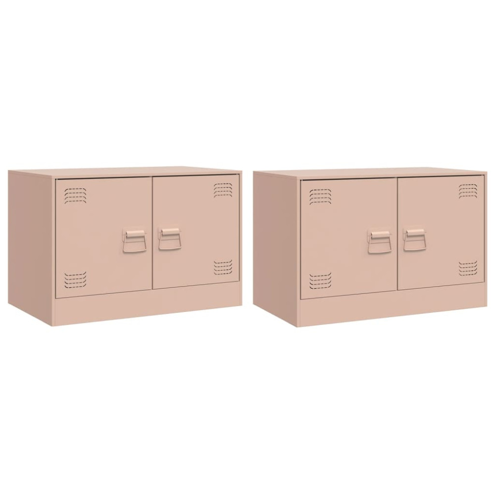 Produktbild för TV-skåp 2 st rosa 67x39x44 cm stål
