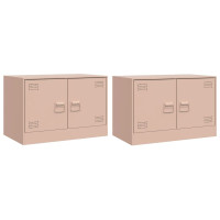 Produktbild för TV-skåp 2 st rosa 67x39x44 cm stål