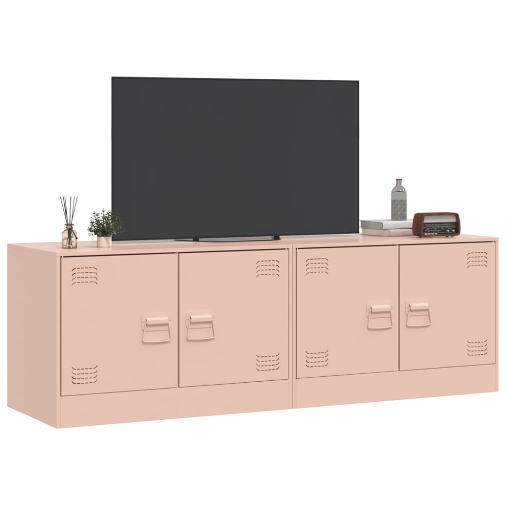 Produktbild för TV-skåp 2 st rosa 67x39x44 cm stål