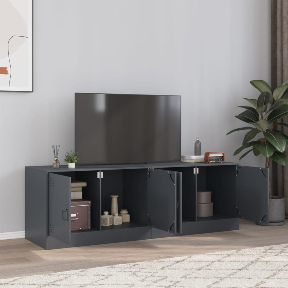 Produktbild för TV-skåp 2 st antracit 67x39x44 cm stål