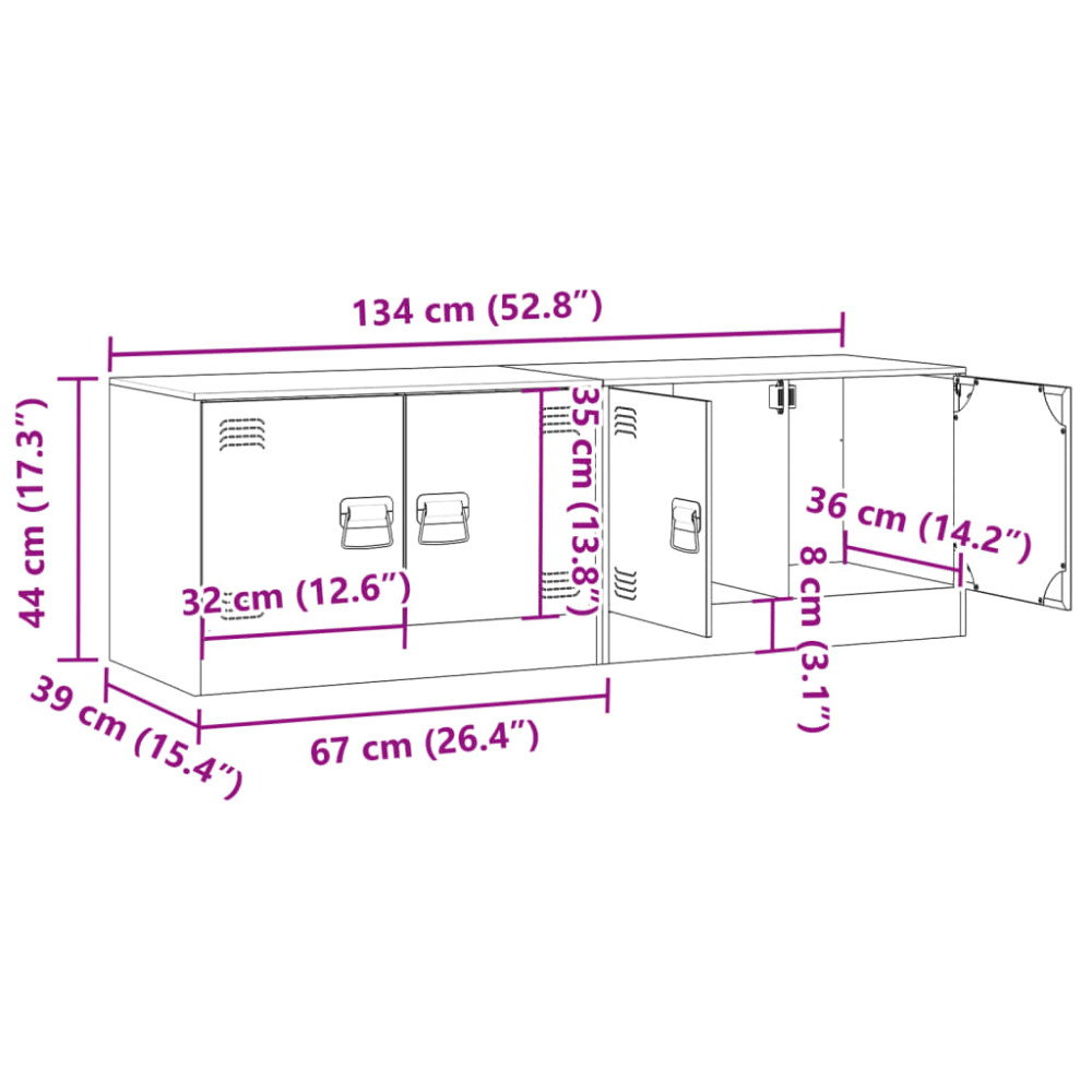 Produktbild för TV-skåp 2 st antracit 67x39x44 cm stål