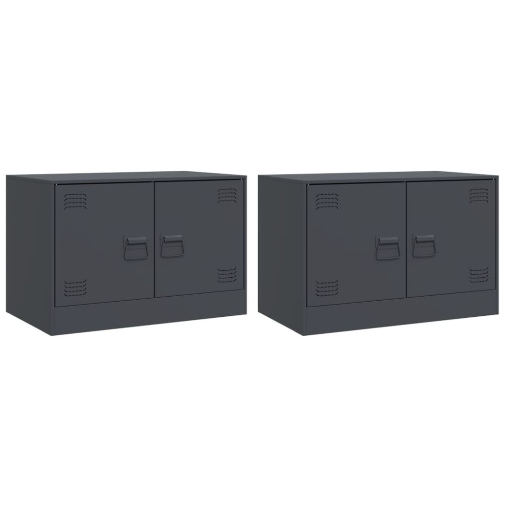 Produktbild för TV-skåp 2 st antracit 67x39x44 cm stål