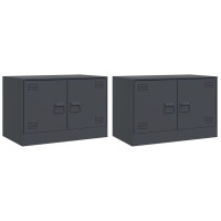 Produktbild för TV-skåp 2 st antracit 67x39x44 cm stål