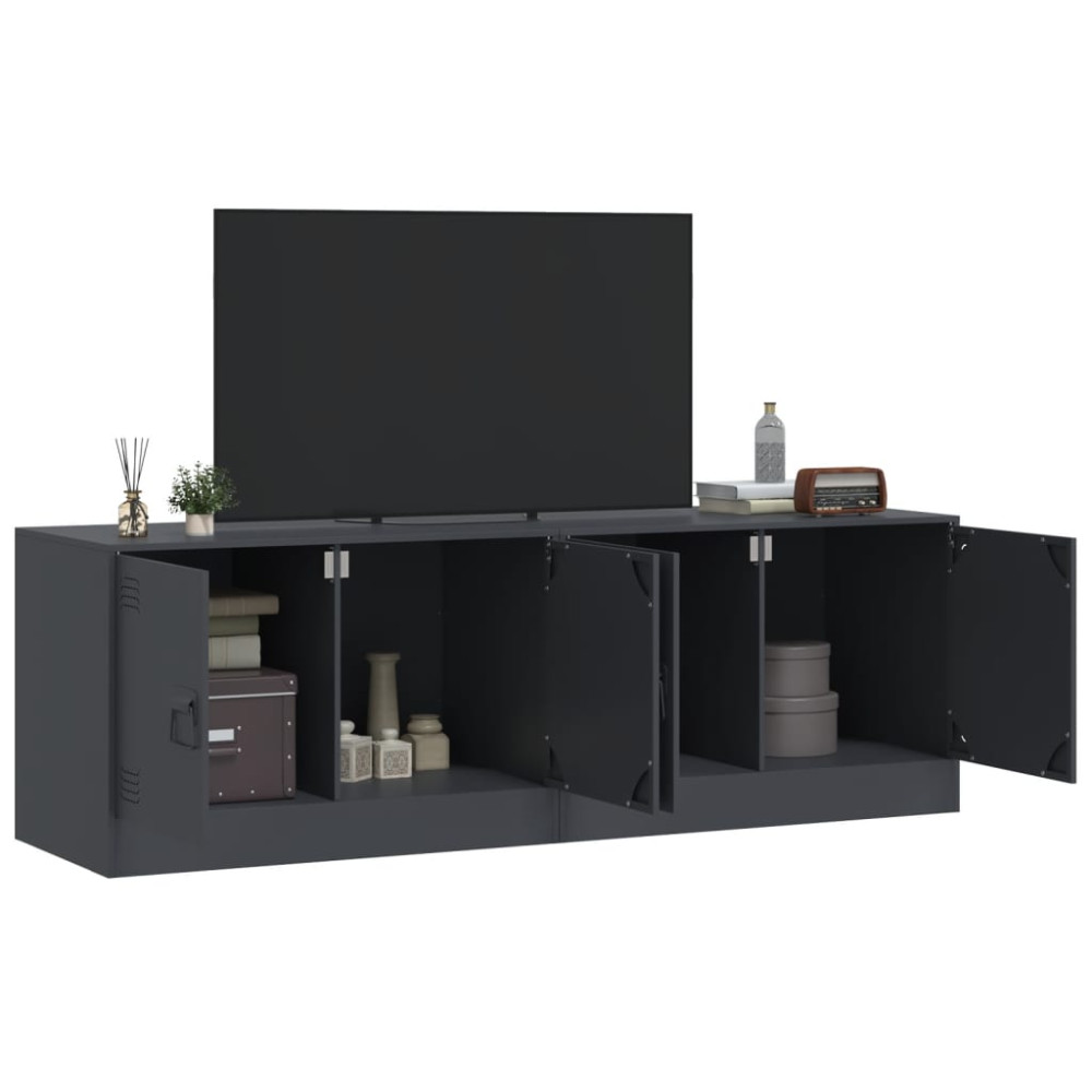 Produktbild för TV-skåp 2 st antracit 67x39x44 cm stål