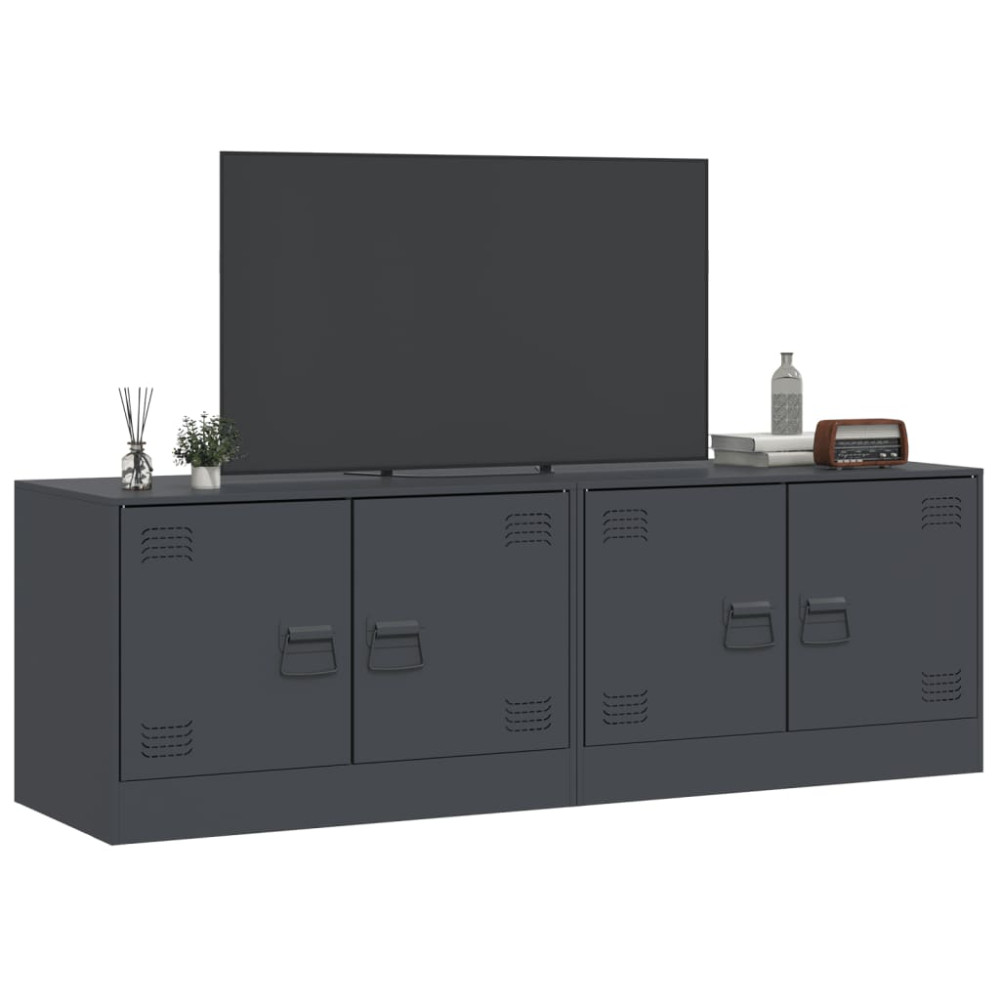 Produktbild för TV-skåp 2 st antracit 67x39x44 cm stål