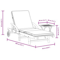Produktbild för Solstol med kudde och bord massivt akaciaträ
