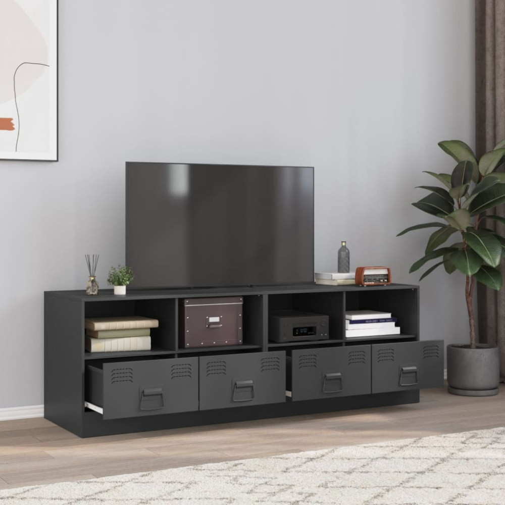 Produktbild för TV-skåp 2 st antracit 67x39x44 cm stål