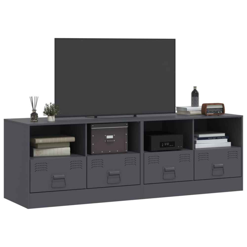 Produktbild för TV-skåp 2 st antracit 67x39x44 cm stål